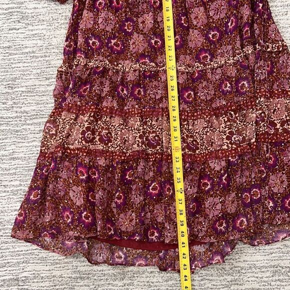 ULLA JOHNSON ALESSANDRA SILK FLORAL MIDI DRESS -WINE Silk Size 0 - Picture 11 of 15